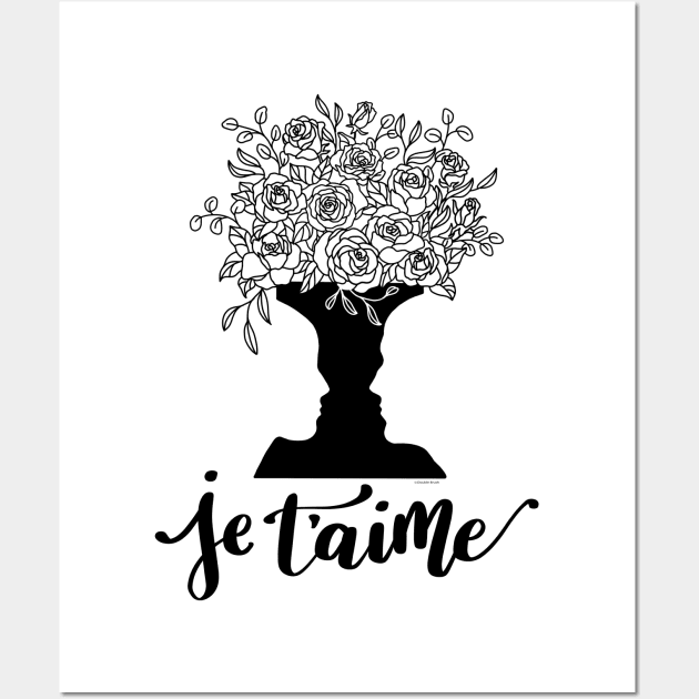 Je T'aime French I Love You Faces Vase Line Art Graphic Wall Art by DoubleBrush